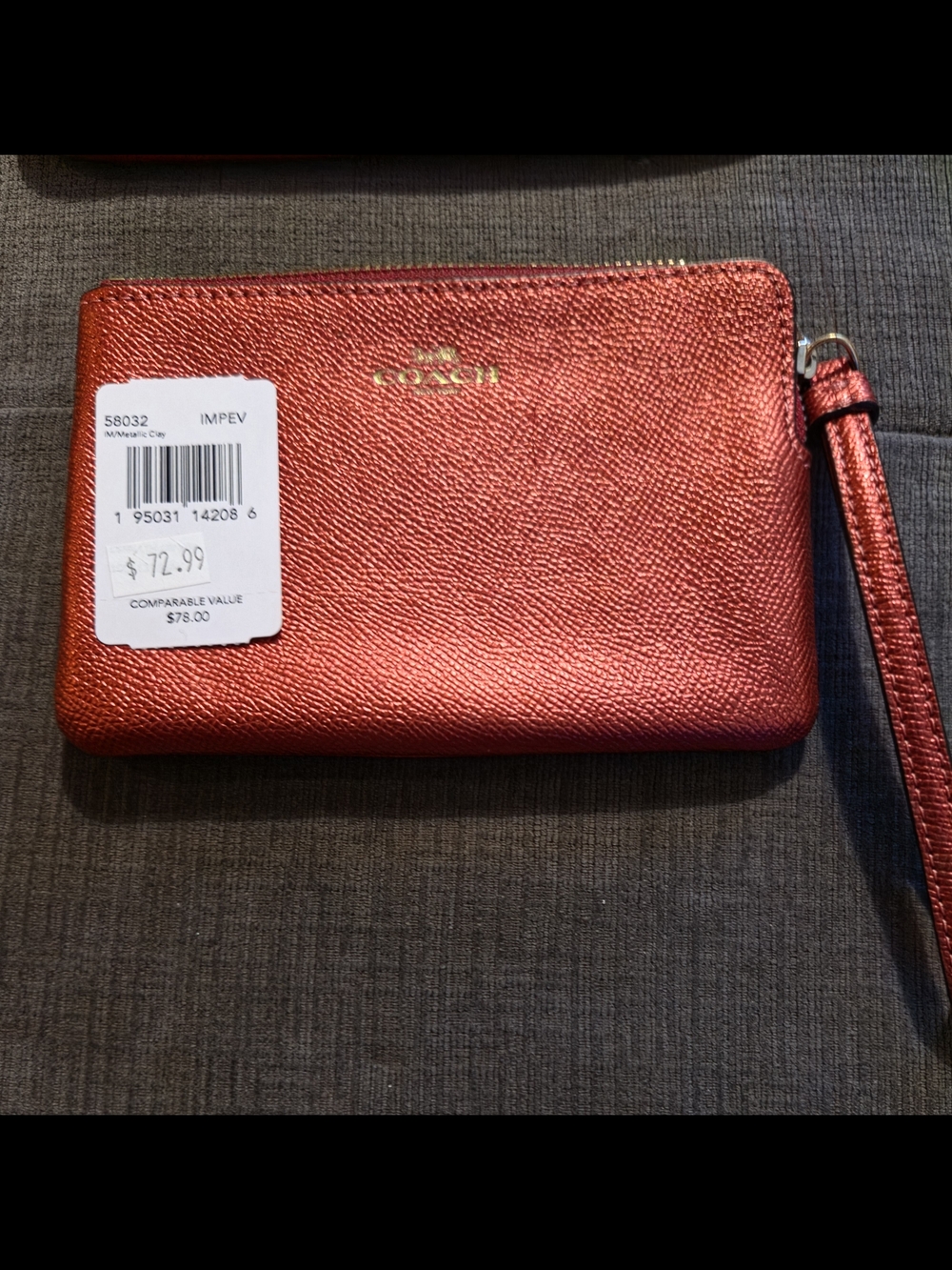 Coach Metallic Red Wristlet Wallet